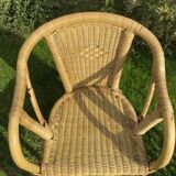 Vintage rattan and wicker armchair