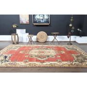 1970s Vintage Turkish Handmade Wool Red Oversized Area Rug 210x318