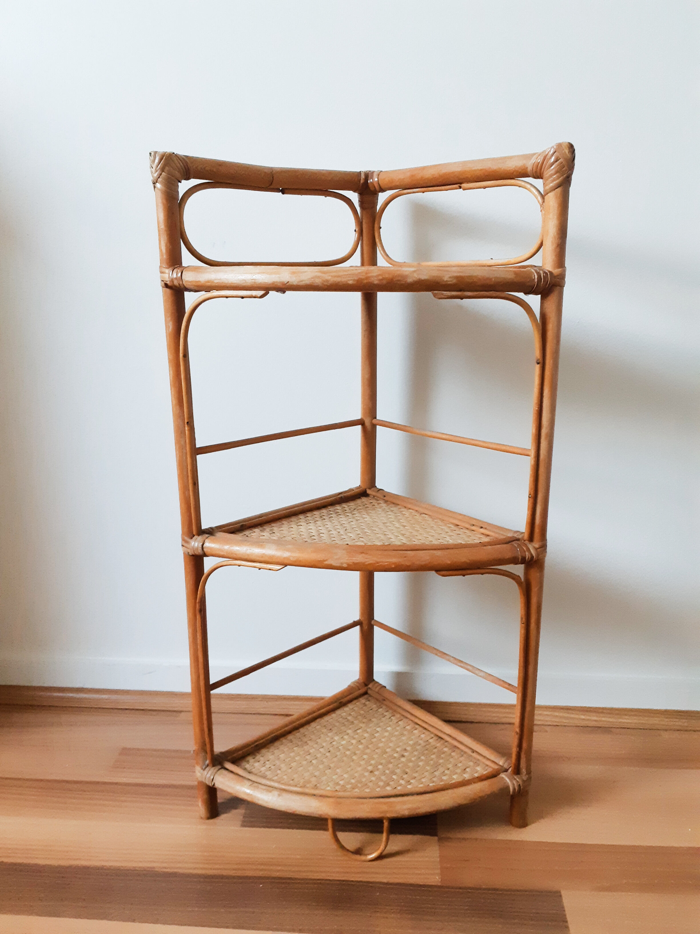 Rattan corner shelf , 50s , vintage French