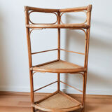 Rattan corner shelf , 50s , vintage French