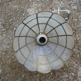 Suspension abat jour ancien en nacre et laiton