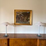 Cini Boeri, 2 Pink glass "Chiara" Table Lamp, Venini Murano, Italy, 1984