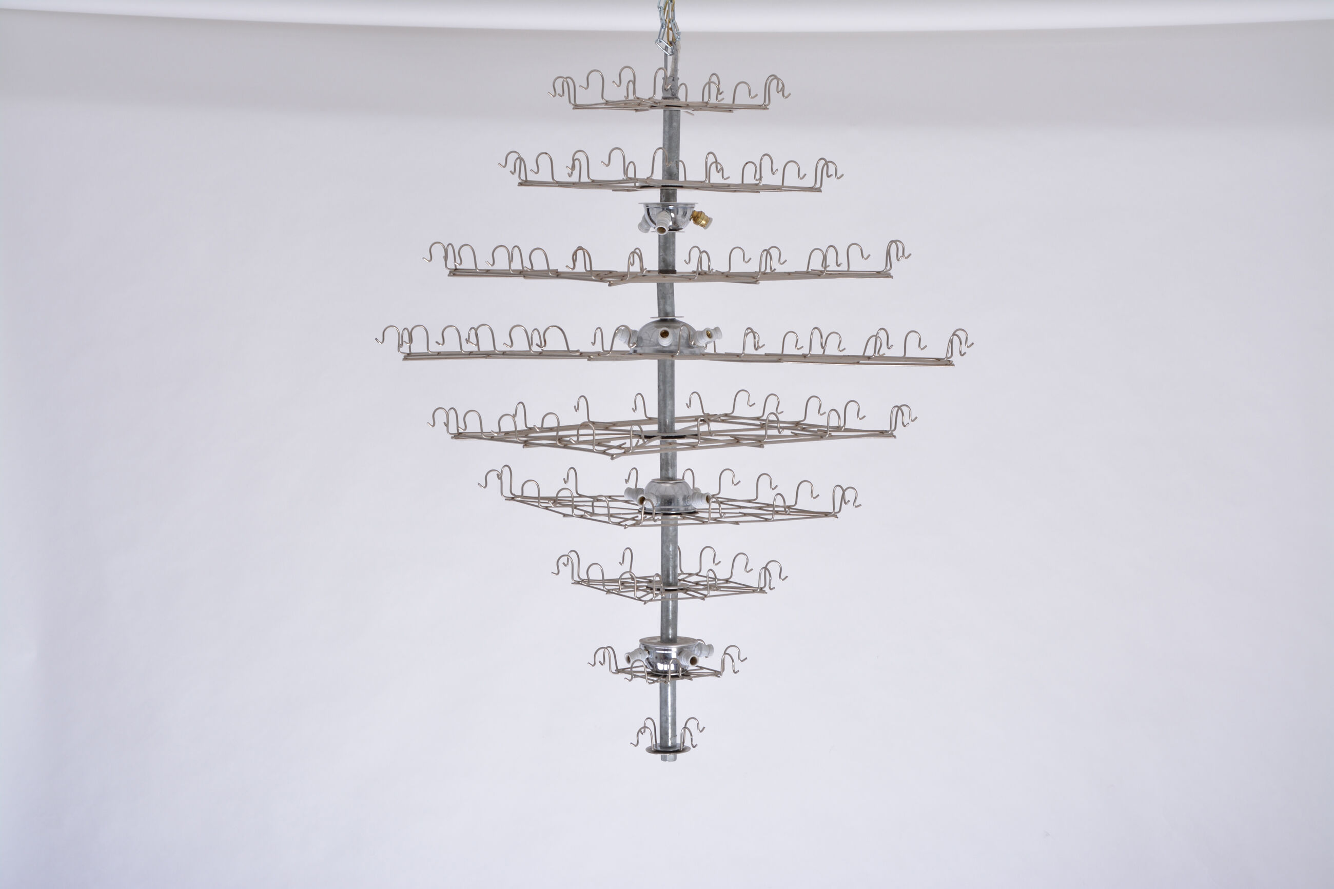 Huge Vintage Italian Chandelier with White Murano Glass Discs