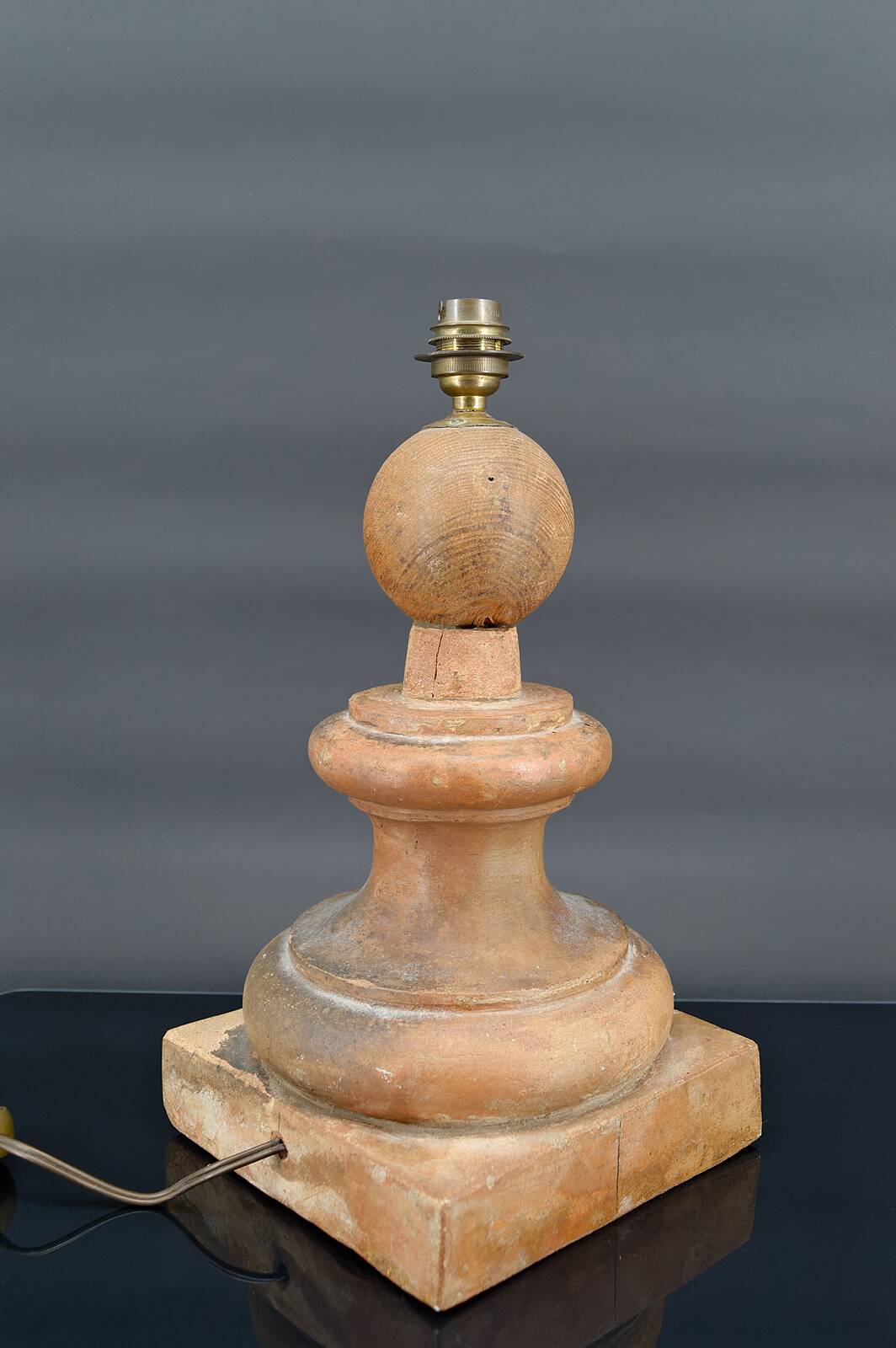 Terracotta pilaster lamp, brutalist style, France, Mid-Century