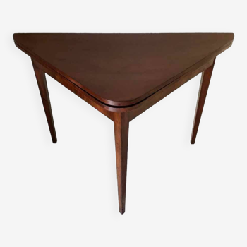 Mahogany game table with triangular drop-leaf