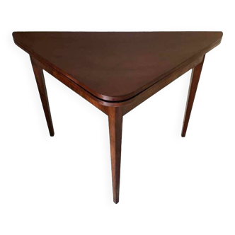 Mahogany game table with triangular drop-leaf