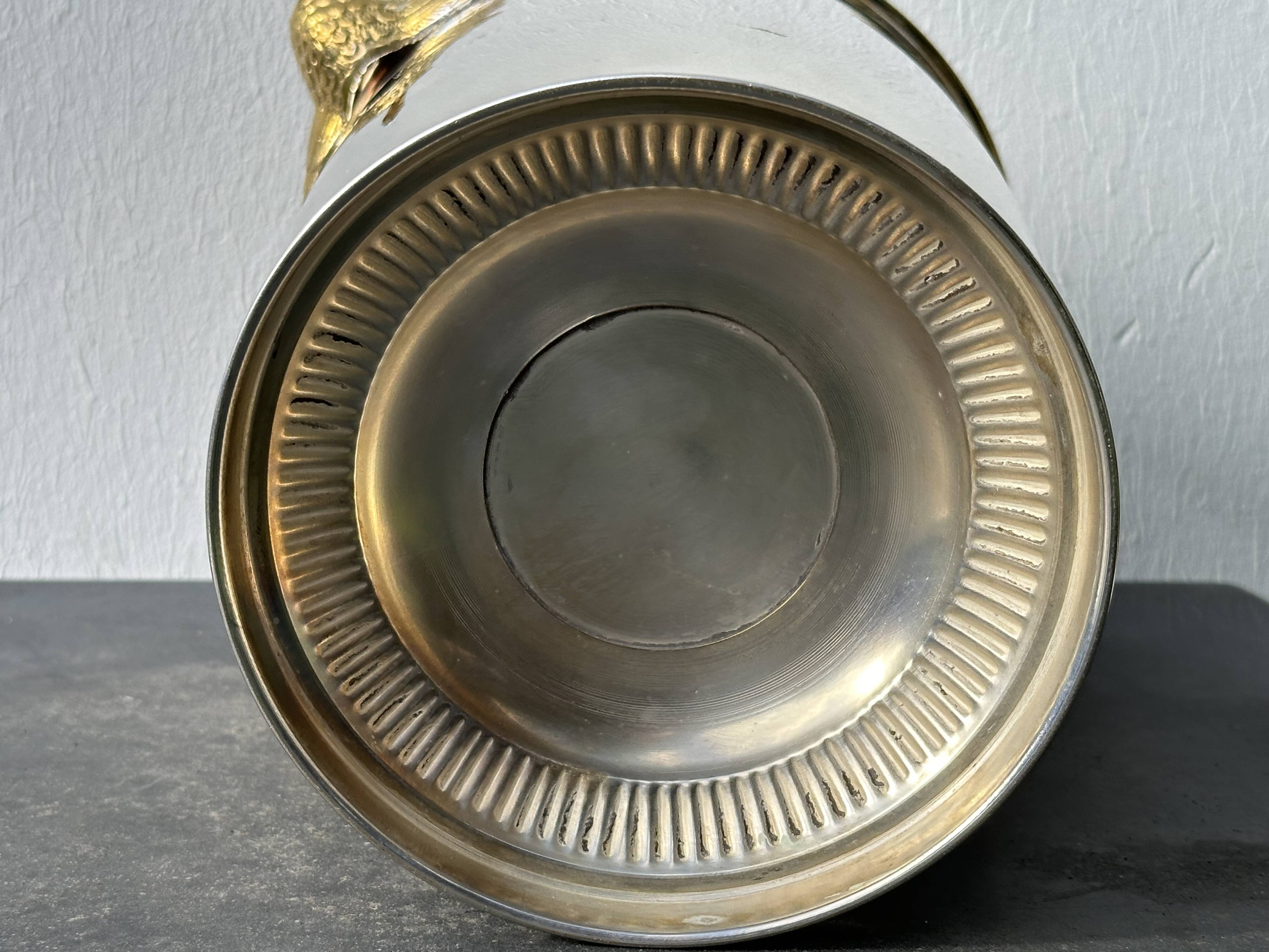 Champagne bucket with swans, in silver and gold metal, attributed to Christofle, 1940/1950