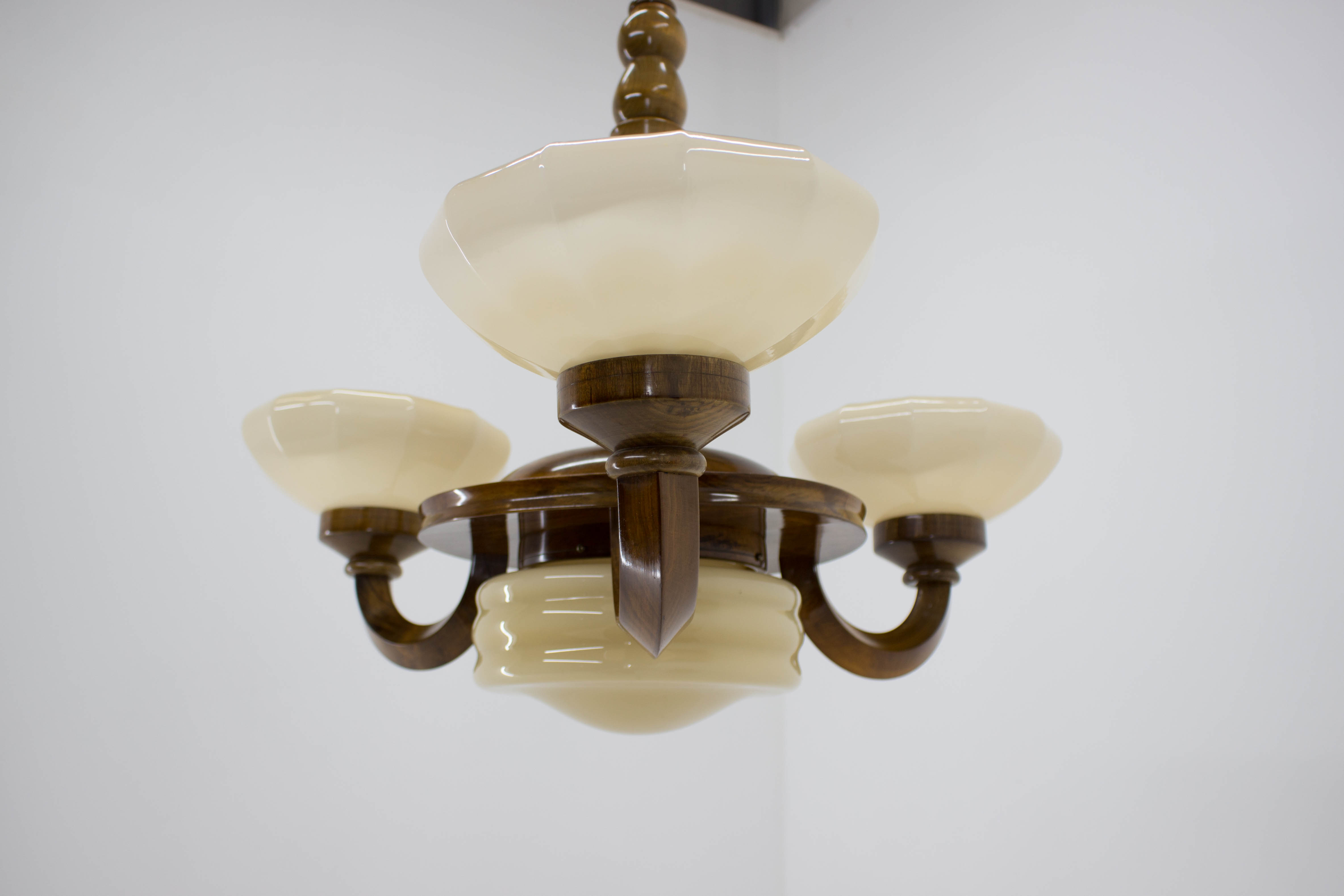 Art deco wood chandelier, 1930s