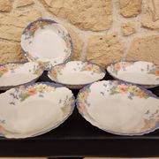 Lot de 6 assiettes creuses Arcopal fleuries – 1970/80 – Ø18 cm