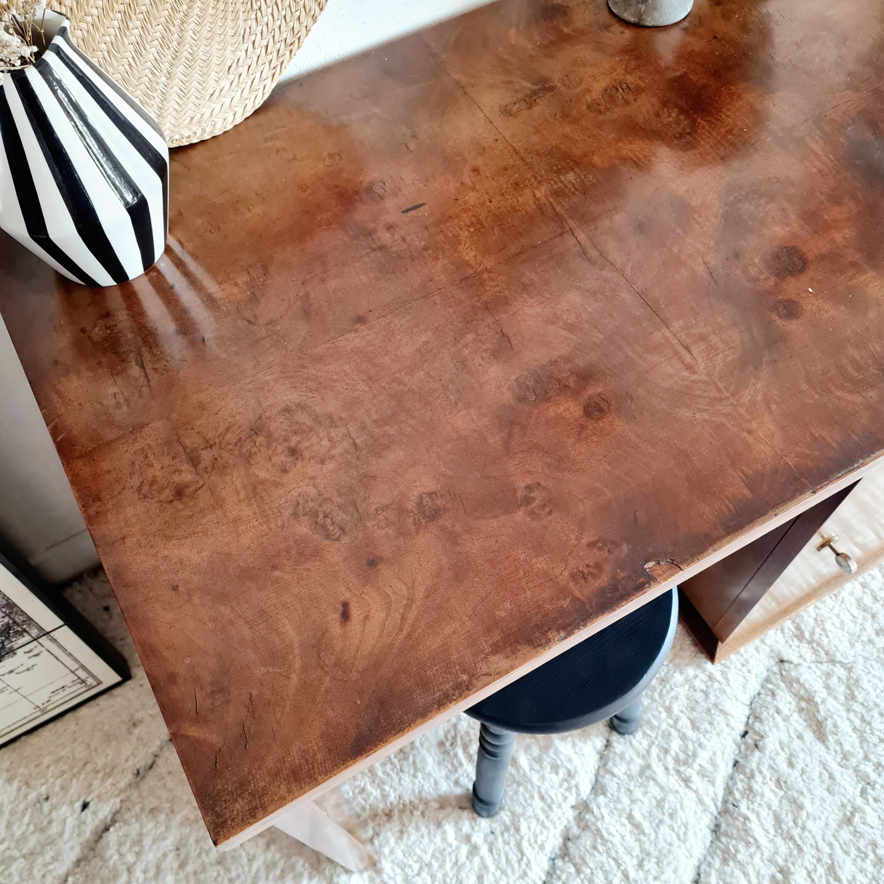 Art Deco desk mahogany plating blond
