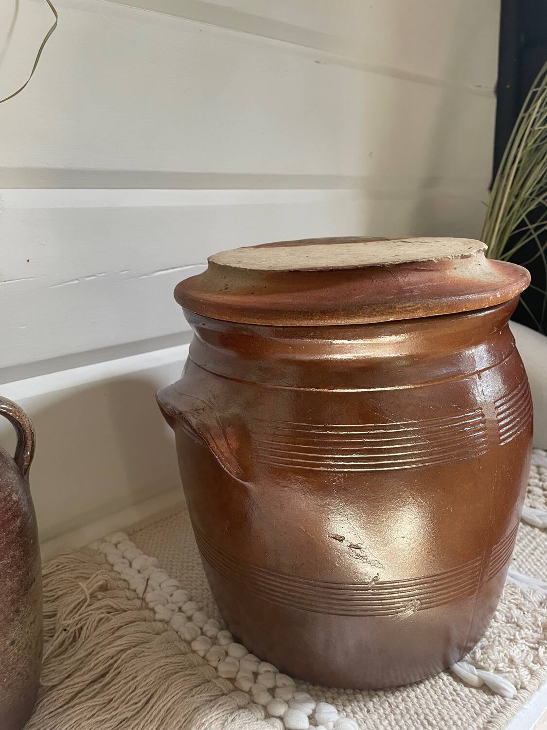 Old stoneware salt cellar