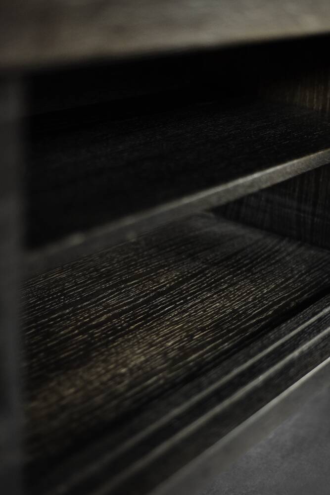 Mid-Century Modern Scandinavian Buffet in Dark Oak with Wooden and Metal Handles, 1960s
