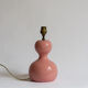 Pink lacquered turned wooden lamp base 70s