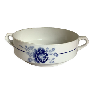 Ancien plat en faïence fleur bleue