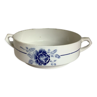 Old blue flower earthenware dish