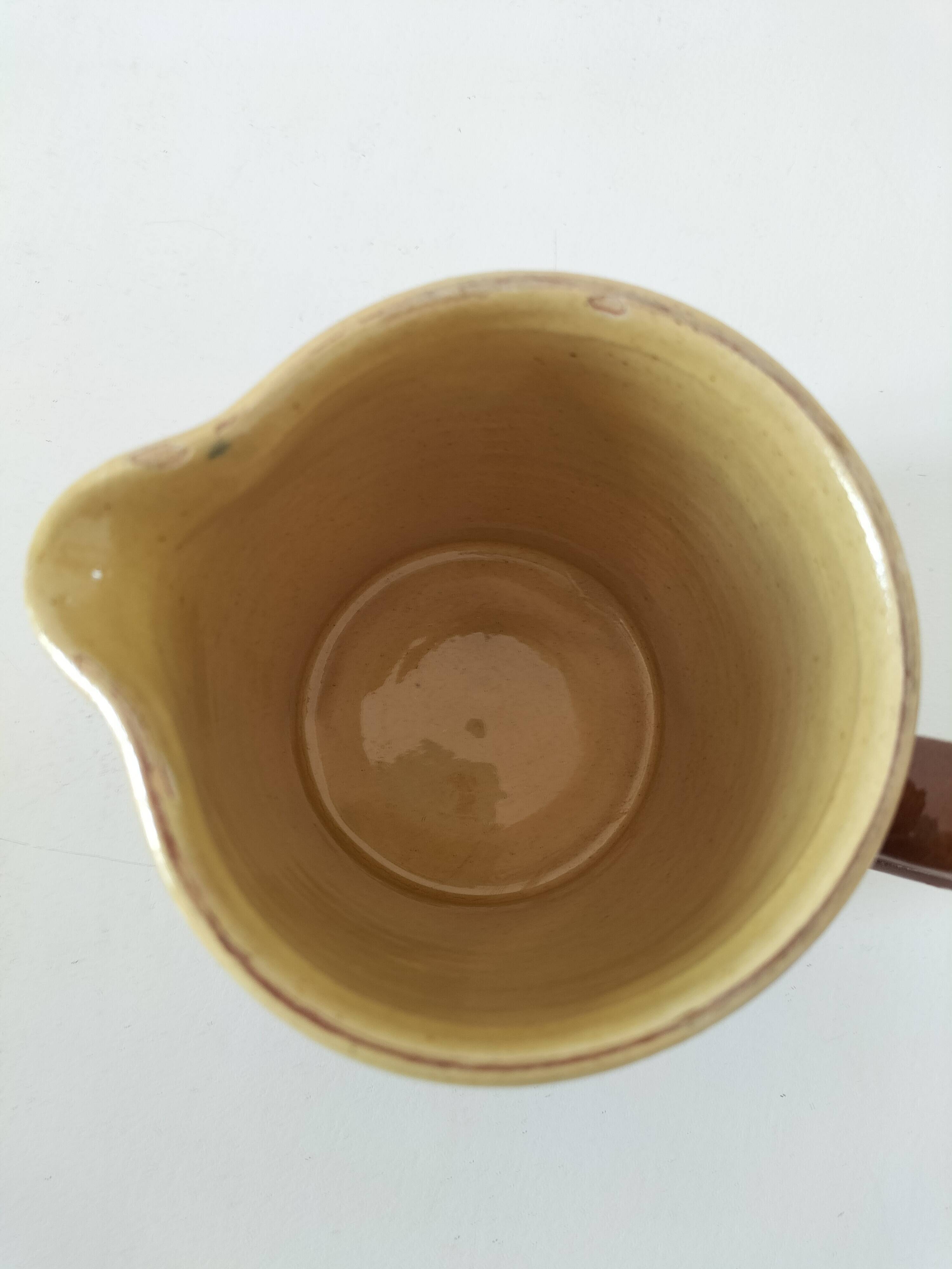 Small caramel milk jug with polka dots – Vintage Savoyard pottery