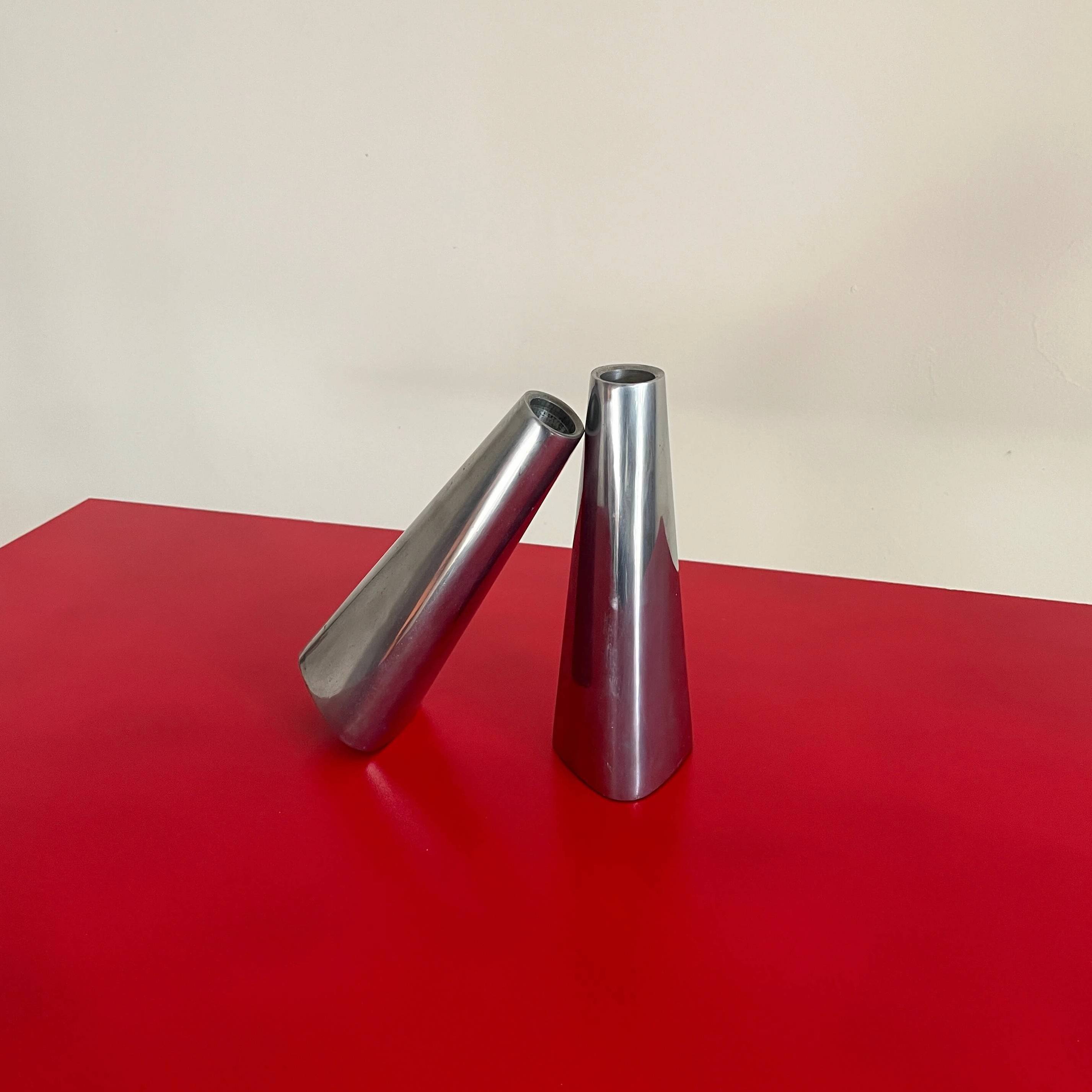 Two aluminum candlesticks