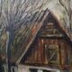 Painting „The Farm under the Willows”, Scandinavian design, 1960s
