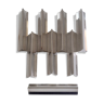 Eight Boulenger knife holders in art deco silver metal