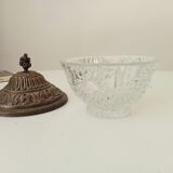 Vintage chiseled glass and tin candy box