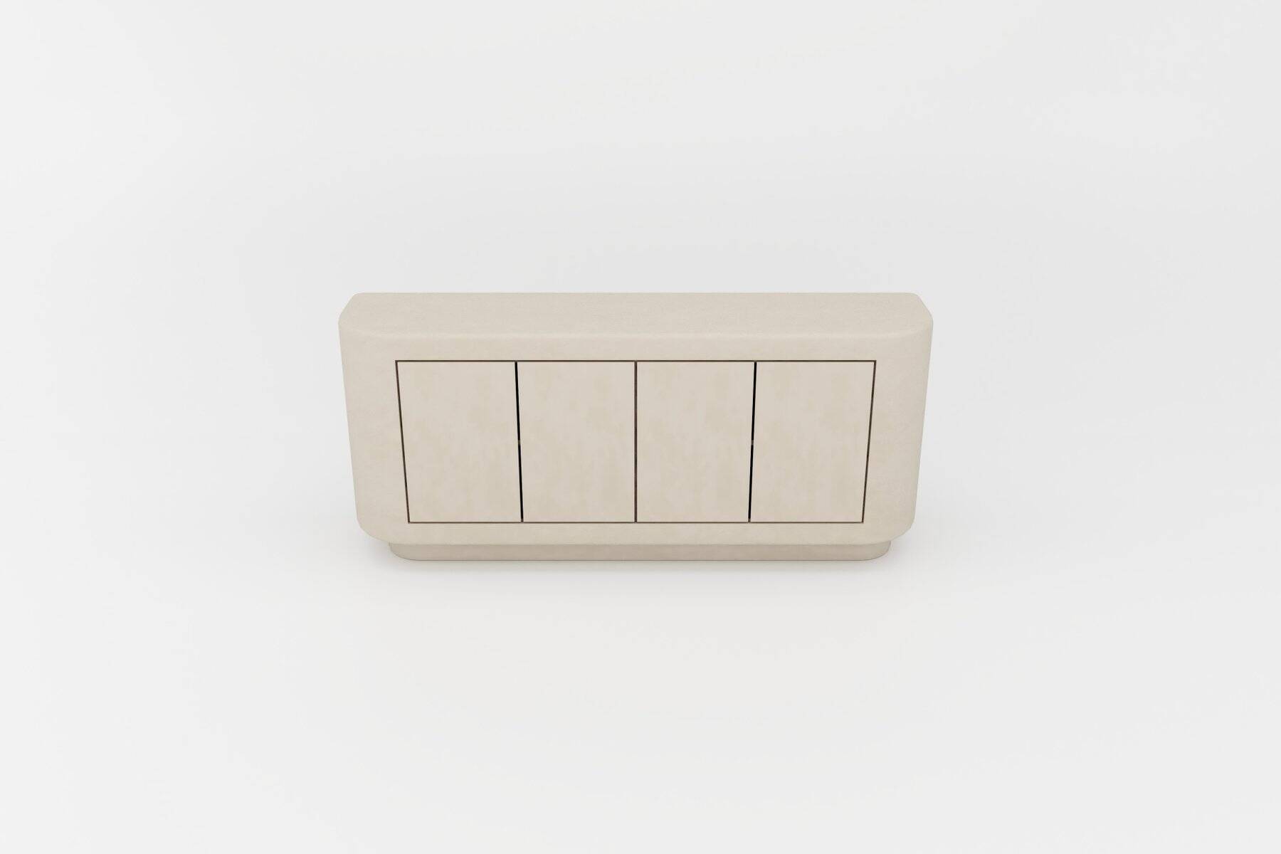 Contemporary Handmade Textured Plaster Sideboard with Walnut Interior