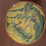 Matching vase and bowl in marbled glazed terracotta
