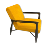 Armchair black mat ochre fabric