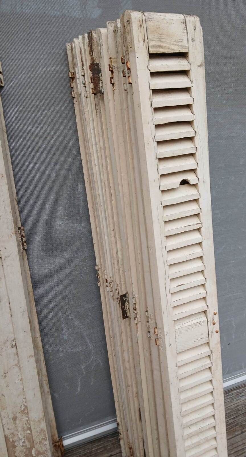 Set of 10 vintage wooden double shutters.