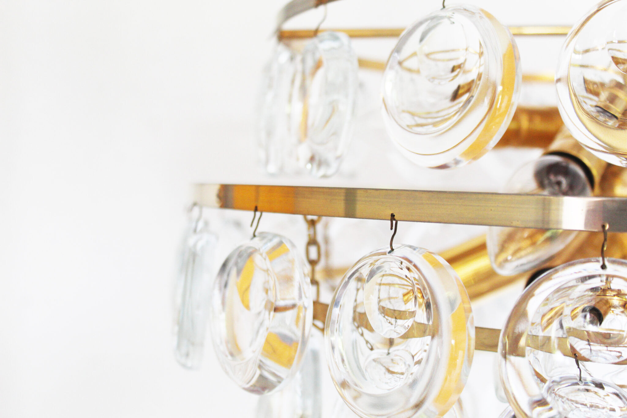 Stunning Crystal Glass and brass Chandelier by Palwa