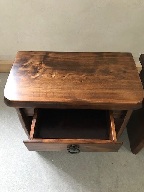 Pair of elm bedside tables