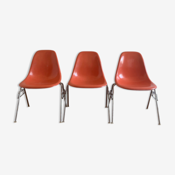 Trio of chairs DSS Eames salmon C1955