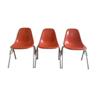 Trio de chaises DSS Eames saumon 1955