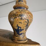 18th century Dutch witwerk cabinet with original key & faux Delft decoration