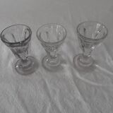 3 thick antique alcohol glasses bubbled deceptive bistro glass 19th