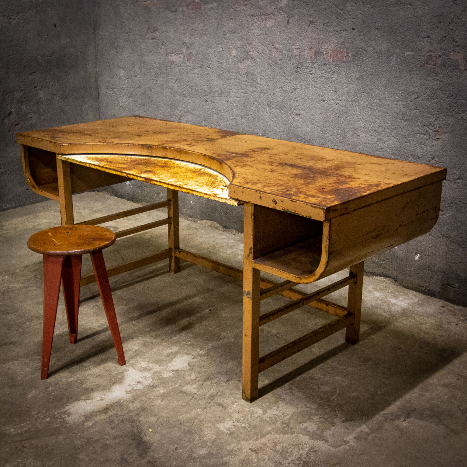 Industrial mailroom desk - patina - France 1950s