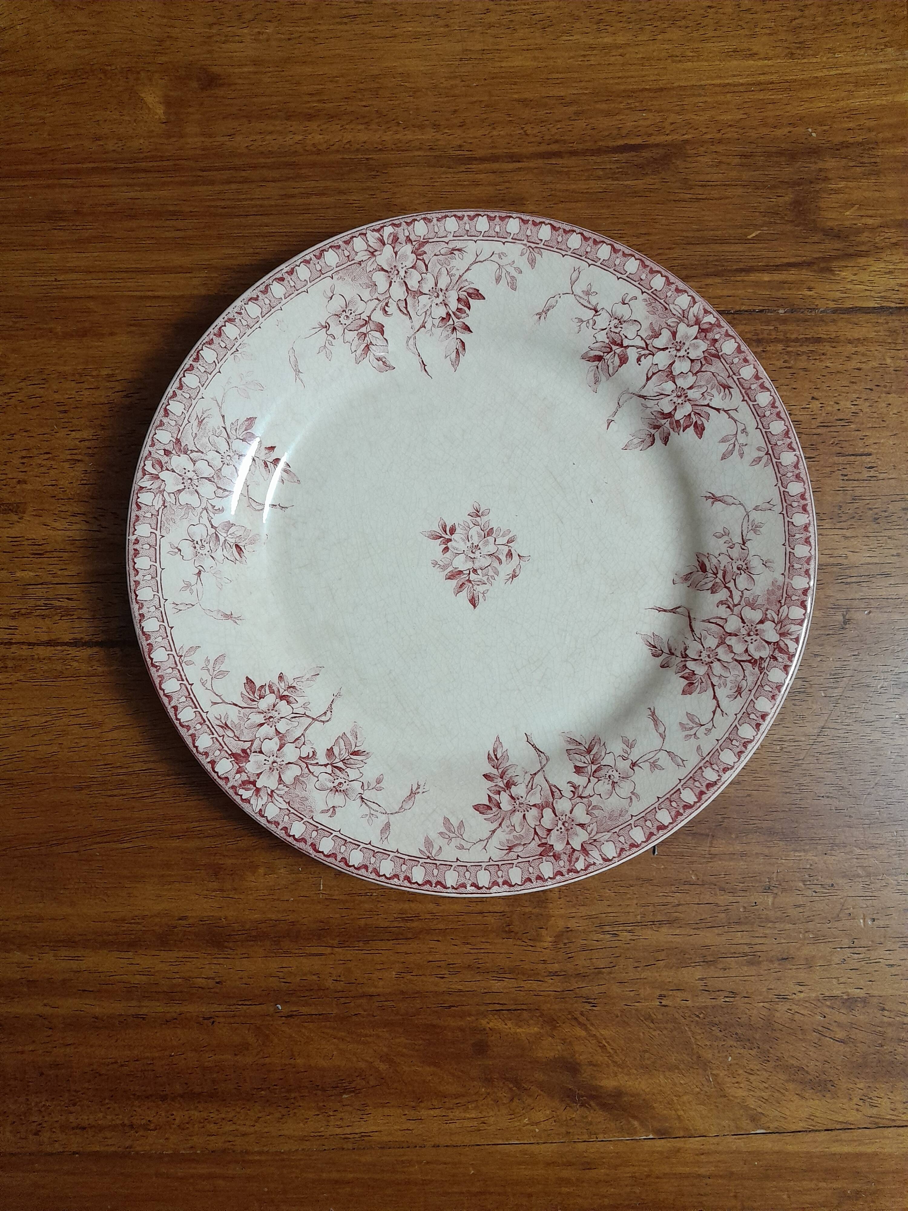 Opaque porcelain plate from Gien - Mariette series