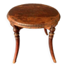 Table basse ronde  en bois gravé, tourné, fin XIXème