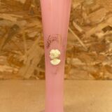 Old Pink Opaline Soliflore Vase + Vintage Gold & Camé Decor