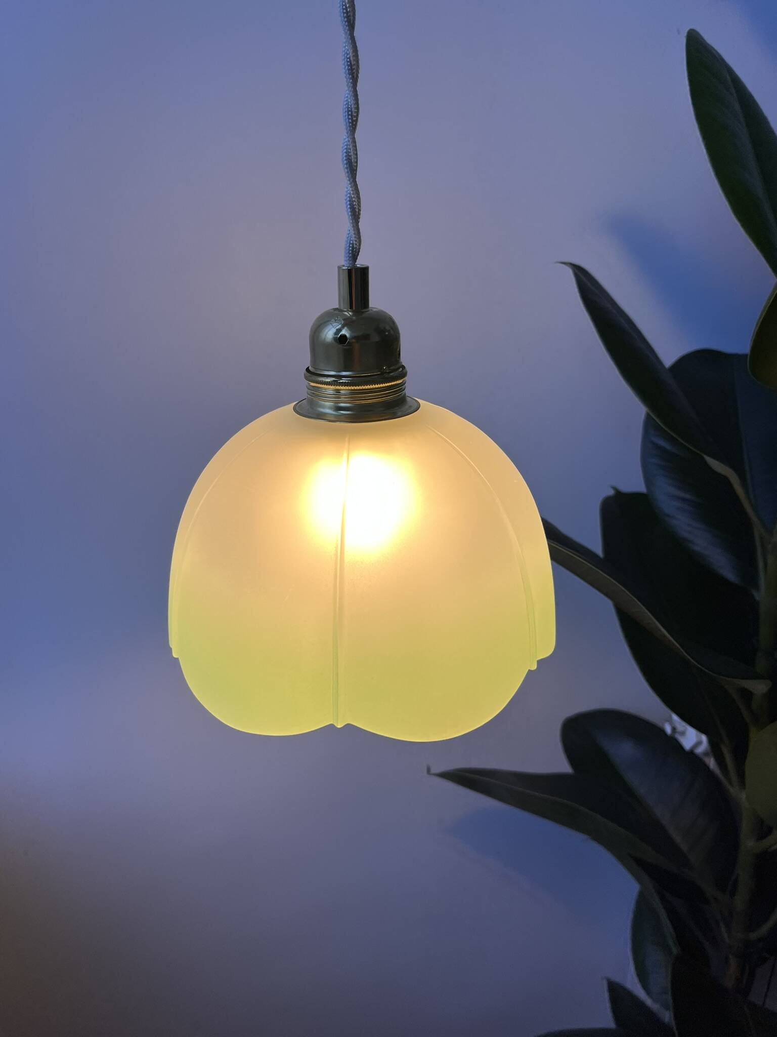 Vintage green and white flower pendant light - 2 copies available