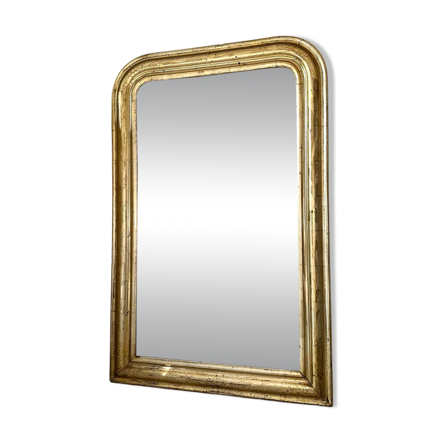 Louis-Philippe antique mirror with silver leaf, 19th century.