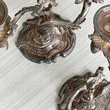 antique candlesticks set of 2 metal patina