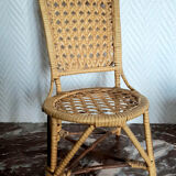 Chaise de poupée en rotin vintage