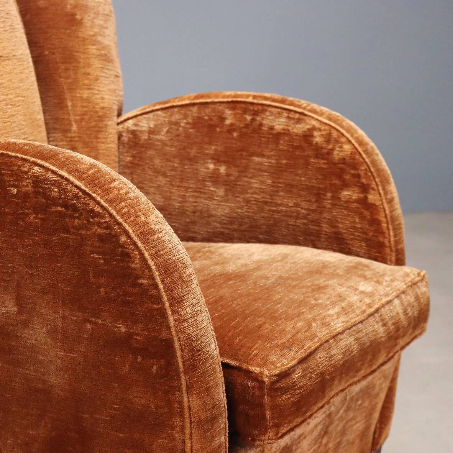 Vintage velvet armchair design Italy 1940s-1950s