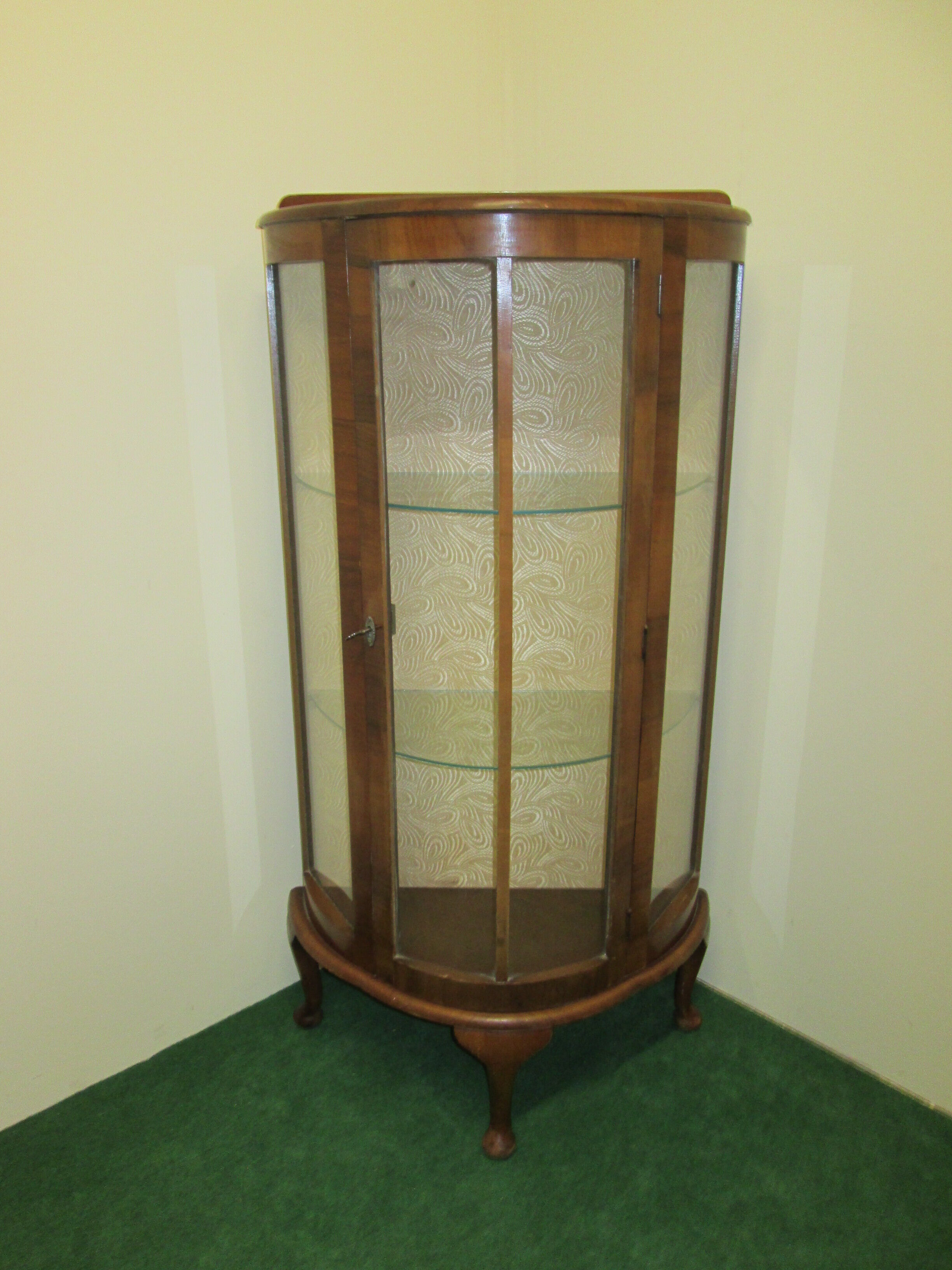 English art deco walnut showcase
