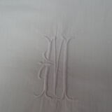 Taie d'oreiller blanche ancienne 78x74cm monogrammée et brodée main