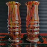 Vases Art déco en verre irisé de Bohême