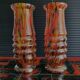 Vases Art déco en verre irisé de Bohême