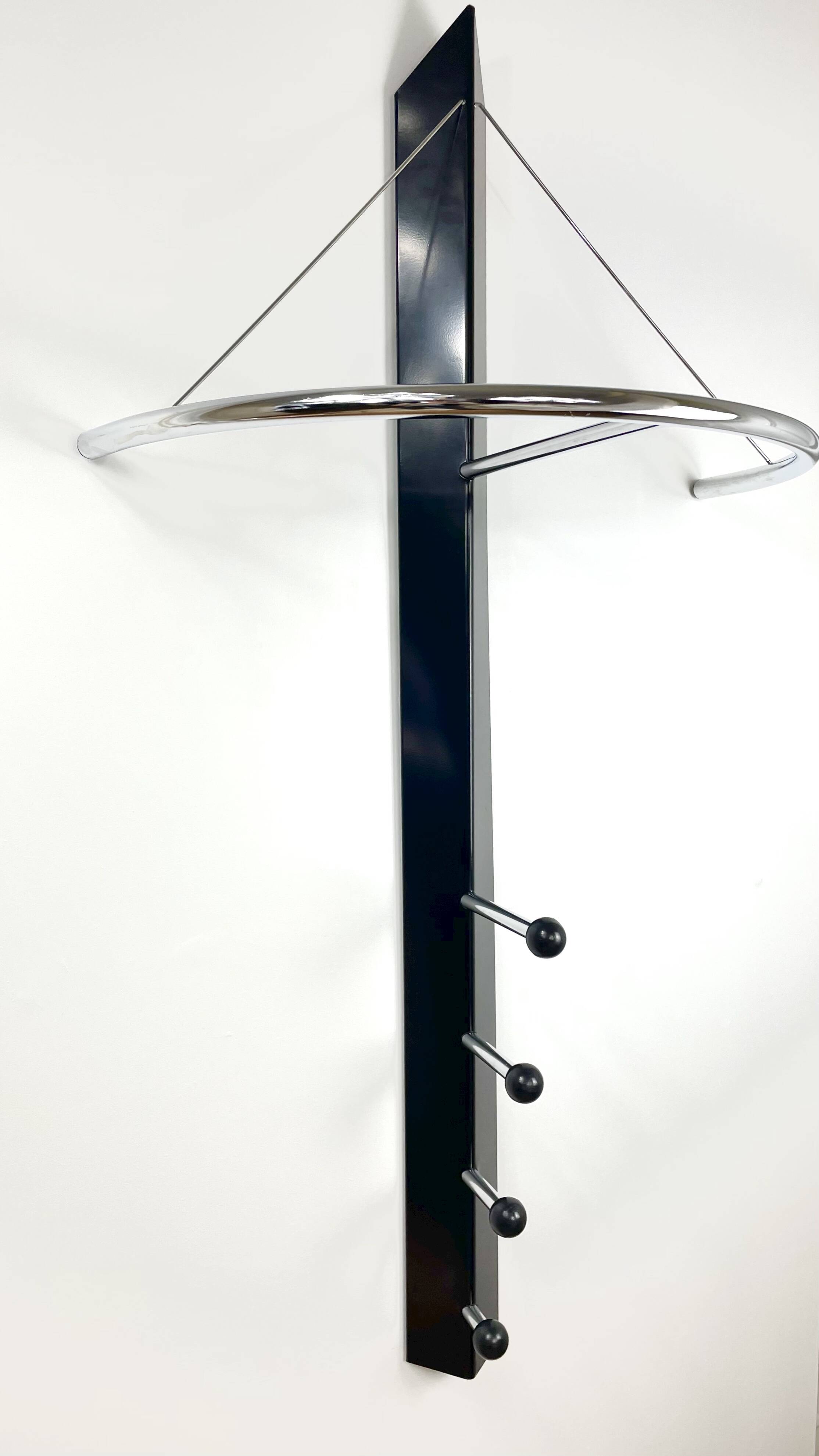 Postmodern wall-mounted coat rack, Memphis, circa 1980