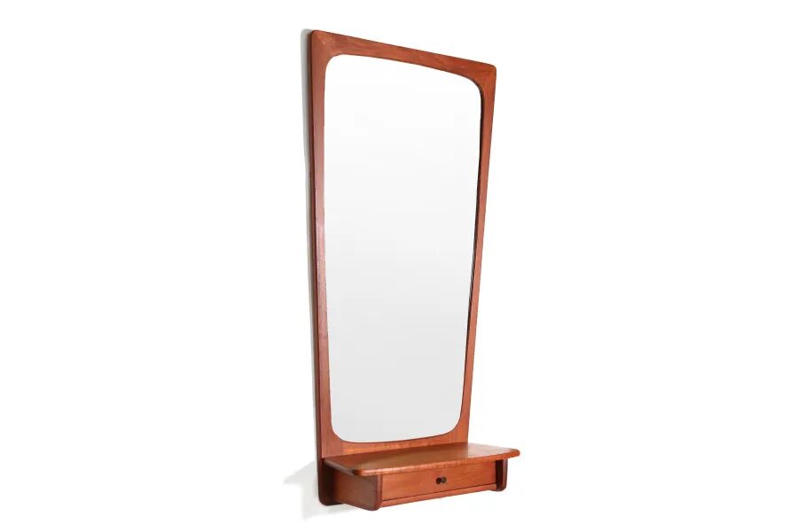 Danish mid-century design mirror with teak frame