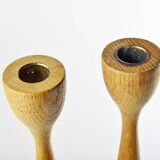 Pair of teak candle holders
